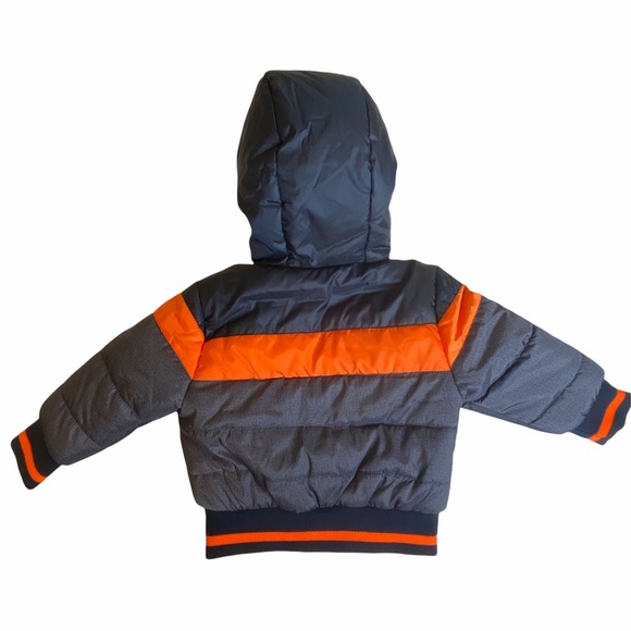 new Rothschild 𖠌 Striped Puffer Hoodie Jacket Parka 𖠌 Faux Sherpa 𖠌 Chambray - Picture 9 of 16